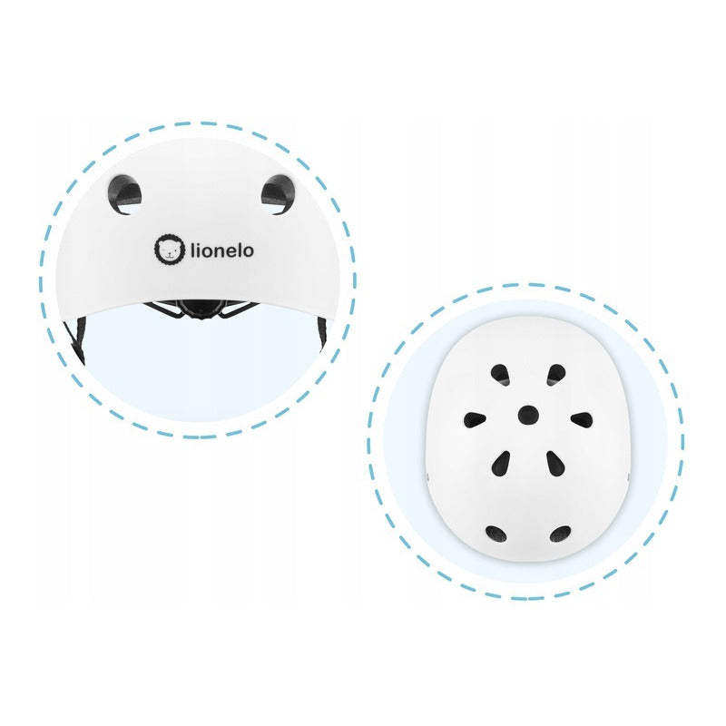 Casca pentru copii, Lionelo, Reglabila 50-56 cm, Din ABS si EPS, Conform cu standardul EN1078, Alb