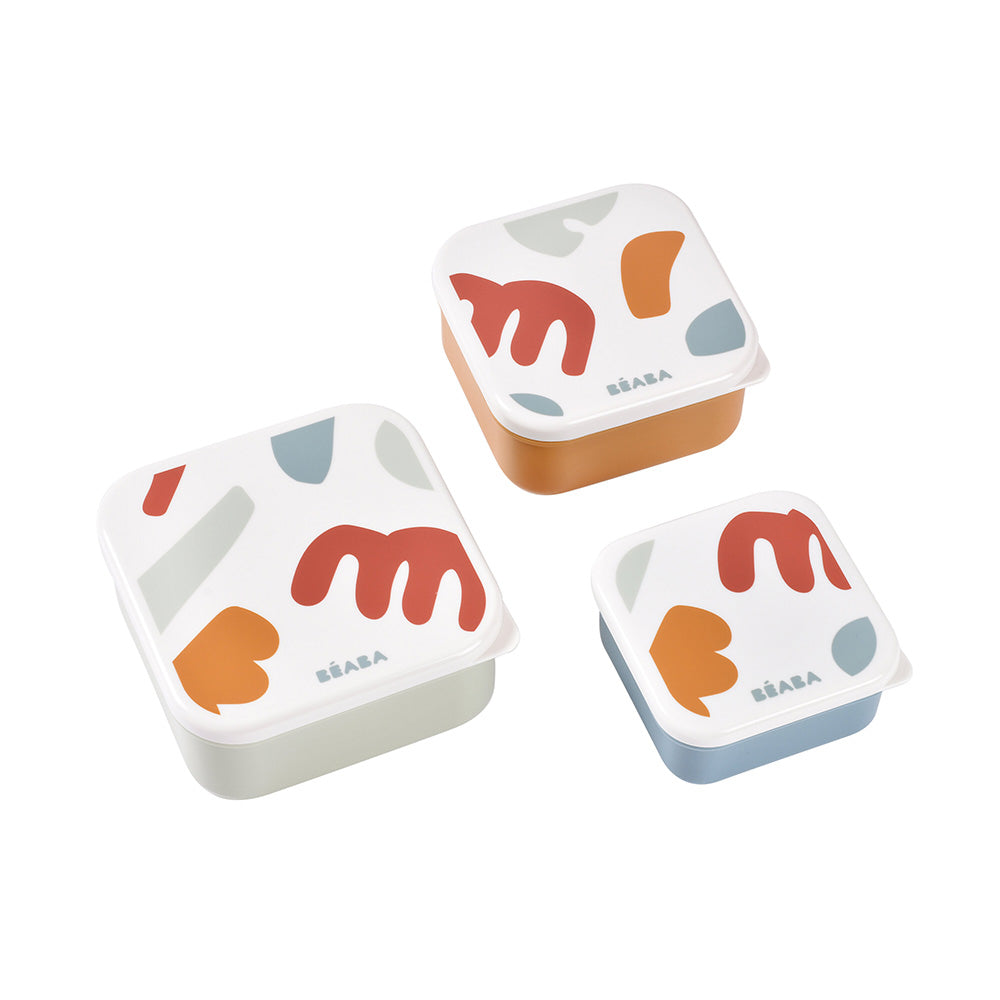 Set 3 caserole pentru gustari Beaba Playful 500 / 350 / 230 ml