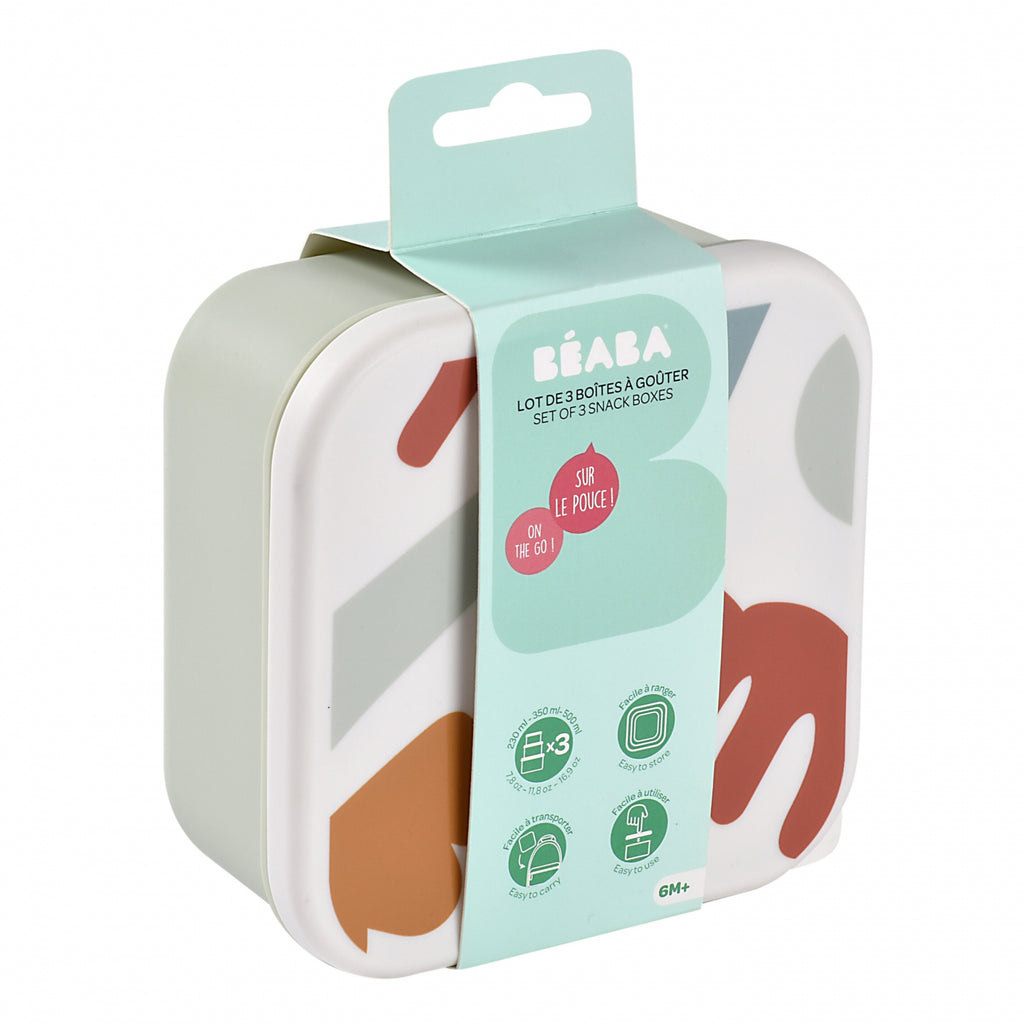 Set 3 caserole pentru gustari Beaba Playful 500 / 350 / 230 ml