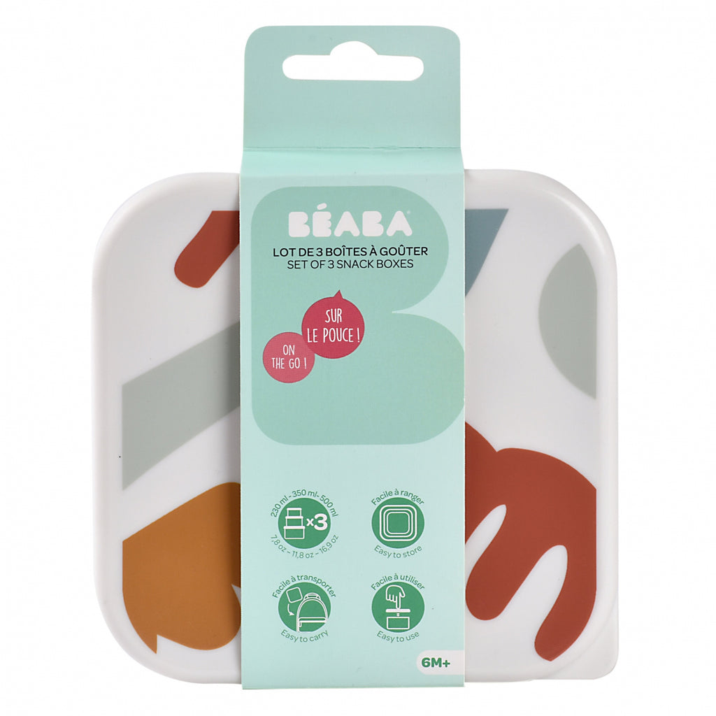 Set 3 caserole pentru gustari Beaba Playful 500 / 350 / 230 ml