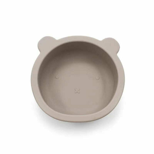 Castron cu urechi de ursulet, Bocioland, Cu ventuze, Silicon, Fara BPA, 6-36 luni, Dark Beige