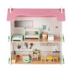 Casuta de papusi, Free2Play, Din lemn, Cu 11 piese de mobilier, Cu acces facil, 48,3 x 21 x 48 cm, 36 luni+, Multicolor