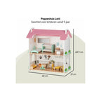 Casuta de papusi, Free2Play, Din lemn, Cu 11 piese de mobilier, Cu acces facil, 48,3 x 21 x 48 cm, 36 luni+, Multicolor