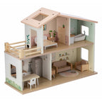 Casa de papusi din lemn Free2Play cu 13 piese de mobilier