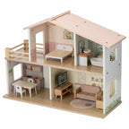Casa de papusi din lemn Free2Play cu 13 piese de mobilier