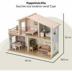 Casa de papusi din lemn Free2Play cu 13 piese de mobilier