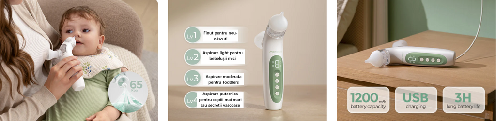 Aspirator nazal electric Momcozy BreezyClear cu spray salin