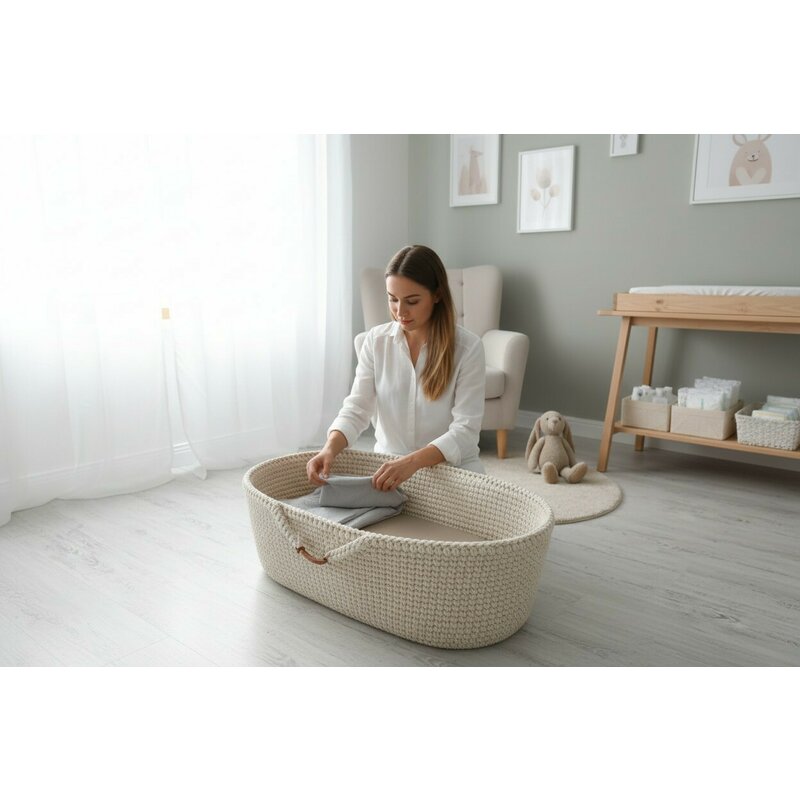Cearșaf cu elastic MimiNu Royal Mocha, 80x35cm