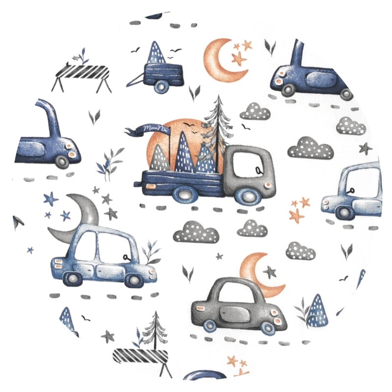 Cearșaf cu elastic MimiNu Cars Grey, 80x35 cm pentru landou