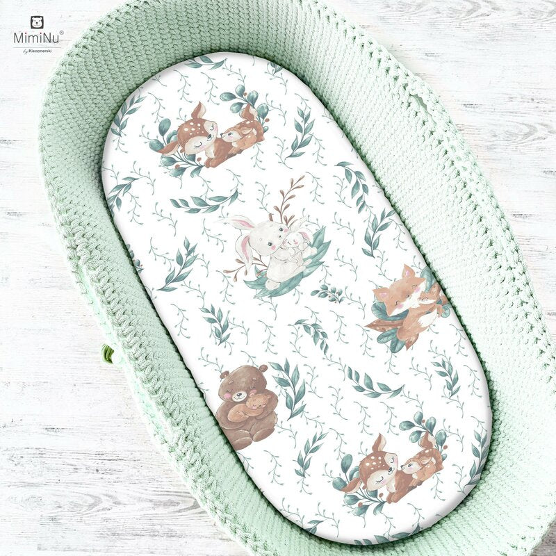 Cearșaf cu elastic MimiNu Lulu Natural pentru landou, 80x35 cm