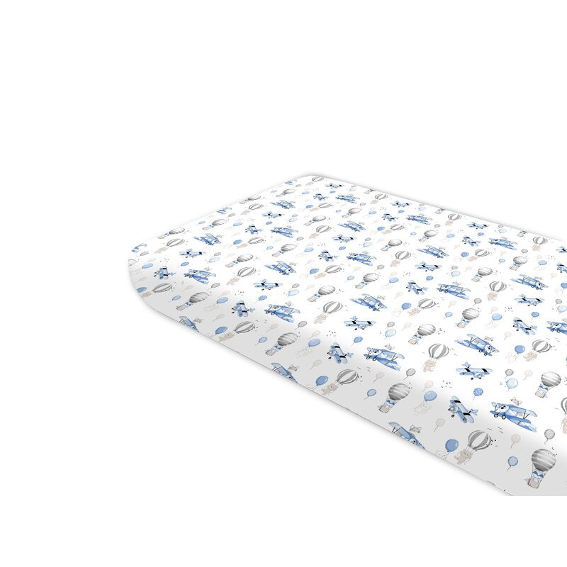 Cearșaf cu elastic MimiNu Blue Plane 160x80 cm