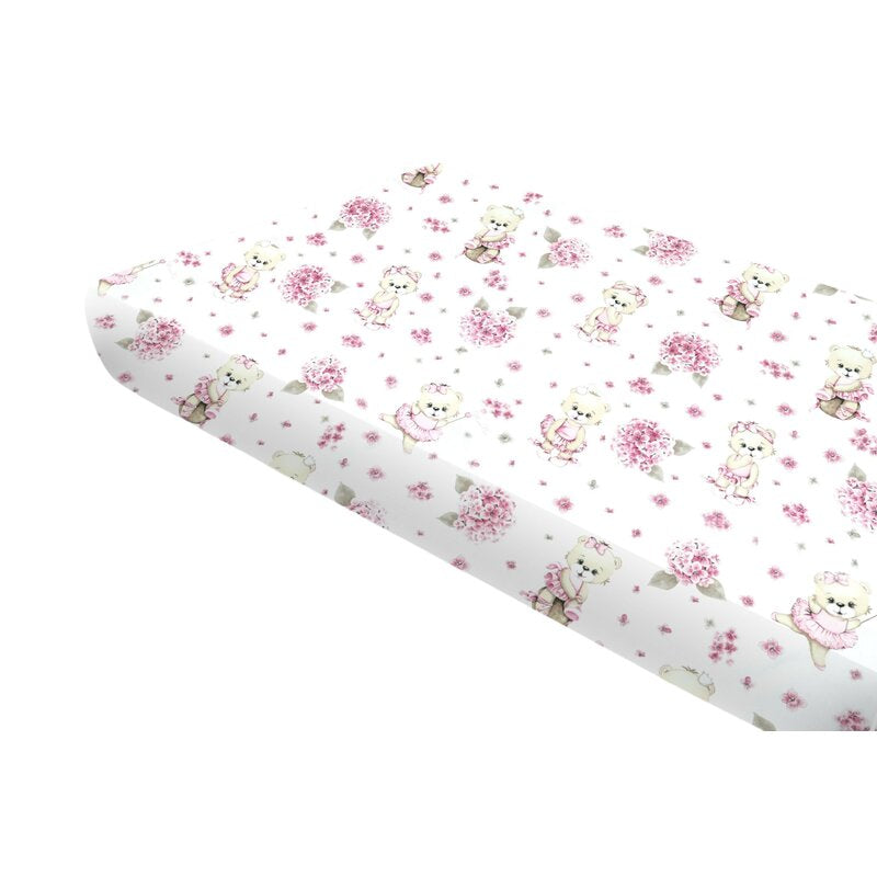 Cearșaf cu elastic MimiNu Pink Ballerina pentru pat, 160x80 cm