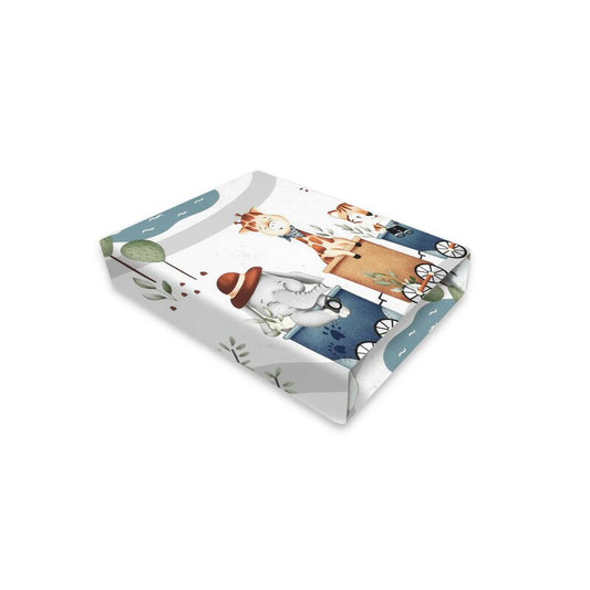 Cearceaf cu elastic, MimiNu, Pentru pat 160x80 cm, Din bumbac certificat Oeko Tex Standard 100, Design, Zoo in train