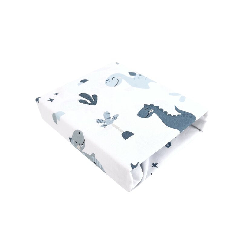 Cearceaf cu elastic, MimiNu, Pentru pat 160x80 cm, Din bumbac certificat Oeko Tex Standard 100, Dino Granat