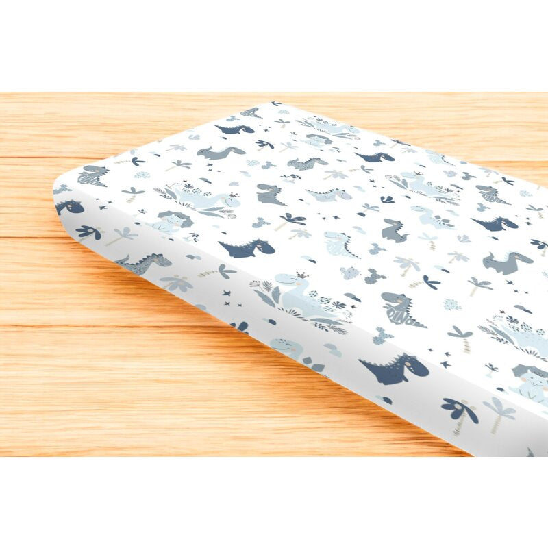 Cearceaf cu elastic, MimiNu, Pentru pat 160x80 cm, Din bumbac certificat Oeko Tex Standard 100, Dino Granat