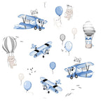 Cearșaf cu elastic MimiNu Blue Plane, 120x60 cm