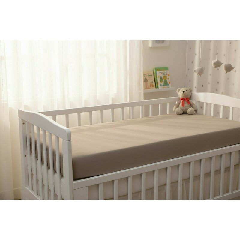 Cearceaf cu elastic, MimiNu, Pentru patut 120X60 cm, Din bumbac certificat Oeko Tex Standard 100, Colectia Royal, Mocha