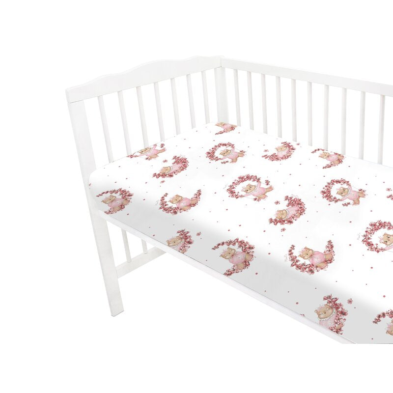 Cearceaf cu elastic, MimiNu, Pentru patut 120X60 cm, Din bumbac certificat Oeko Tex Standard 100, Design, Betty