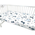 Cearșaf cu elastic MimiNu Dino Granat, 120x60cm