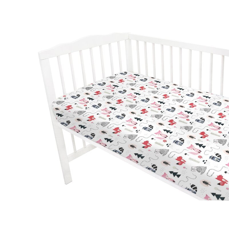 Cearceaf cu elastic, MimiNu, Pentru patut 120X60 cm, Din bumbac certificat Oeko Tex Standard 100, Fox