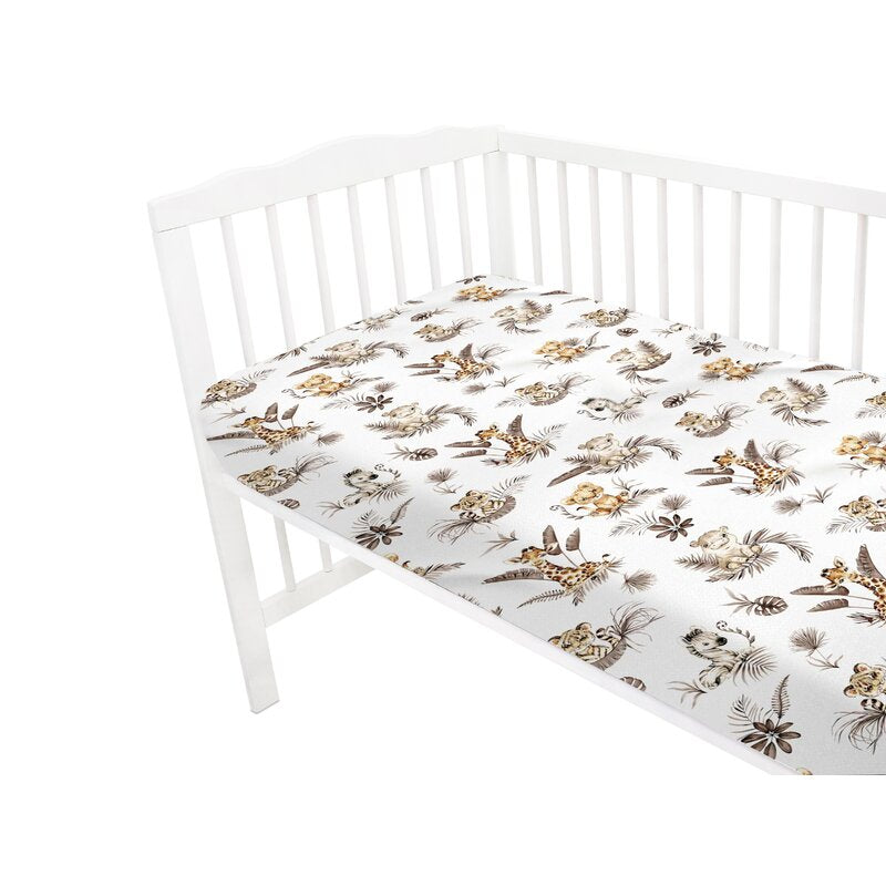 Cearceaf cu elastic, MimiNu, Pentru patut 120X60 cm, Din bumbac certificat Oeko Tex Standard 100, Savanna