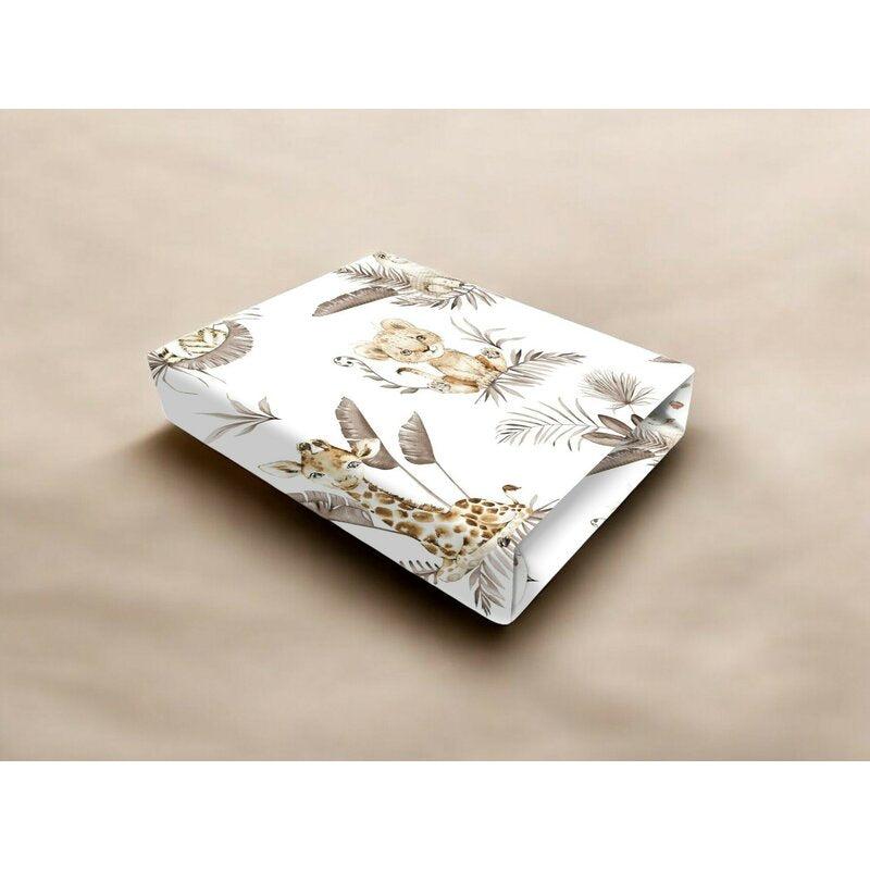 Cearceaf cu elastic, MimiNu, Pentru patut 120X60 cm, Din bumbac certificat Oeko Tex Standard 100, Savanna