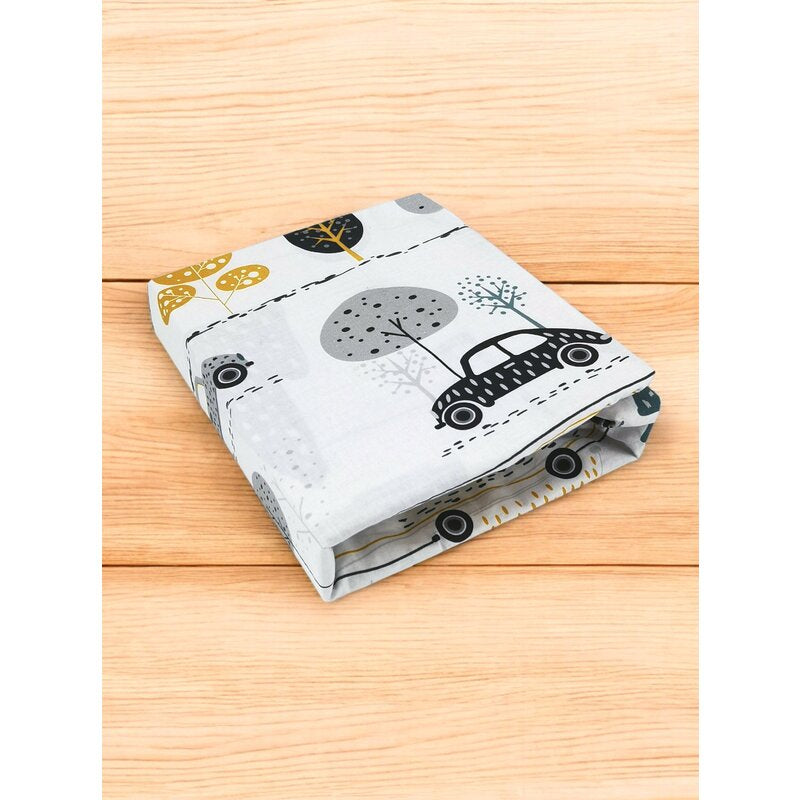 Detaliu Cearșaf cu elastic MimiNu Childrens Journey Grey, 140x70cm