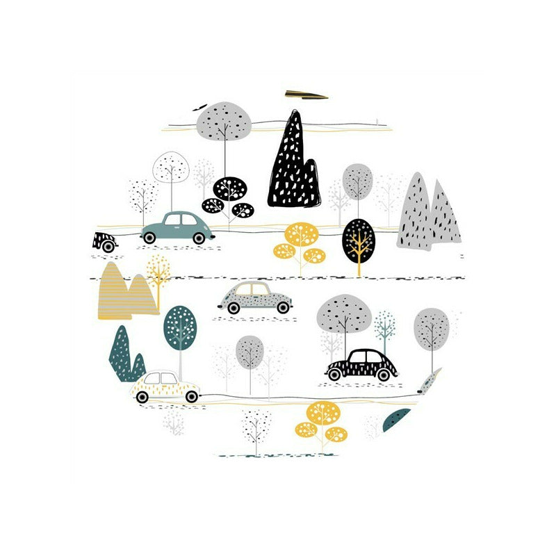 Cearceaf cu elastic, MimiNu, Pentru patut 140X70 cm, Din bumbac certificat Oeko Tex Standard 100, Childrens Journey Grey