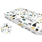 Cearșaf cu elastic MimiNu Childrens Journey Grey, 140x70cm