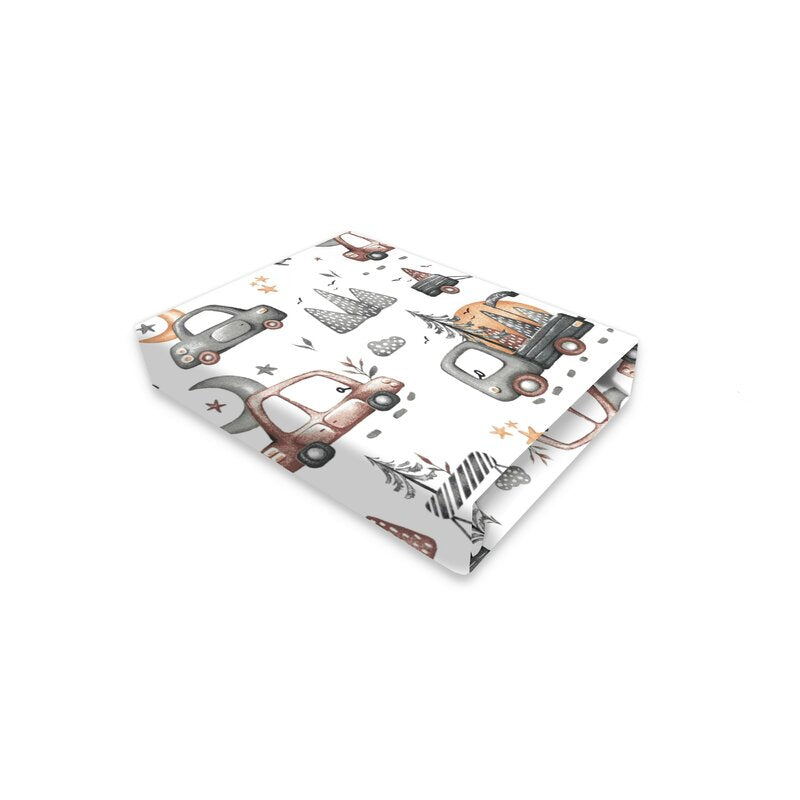 Cearșaf cu elastic MimiNu Cars Grey, 140x70cm