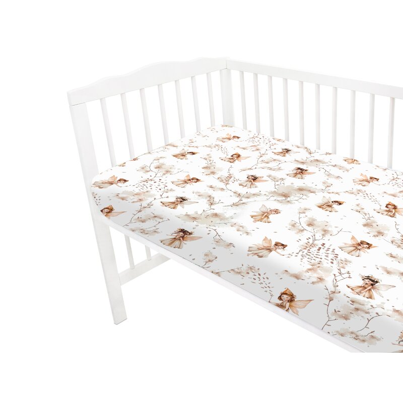 Cearceaf cu elastic, MimiNu, Pentru patut 140X70 cm, Din bumbac certificat Oeko Tex Standard 100, Fairy