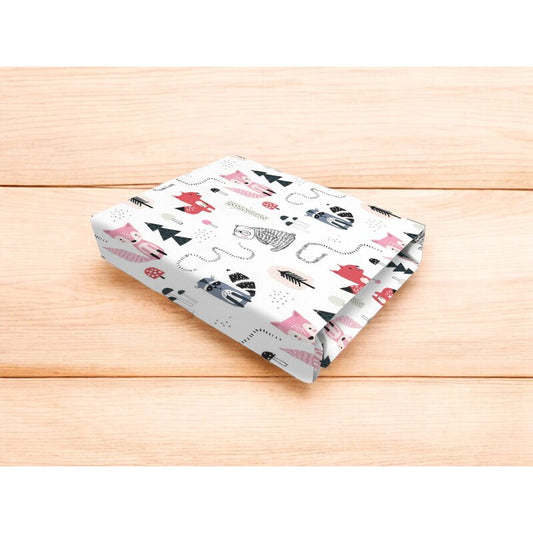 Cearceaf cu elastic, MimiNu, Pentru patut 140X70 cm, Din bumbac certificat Oeko Tex Standard 100, Fox