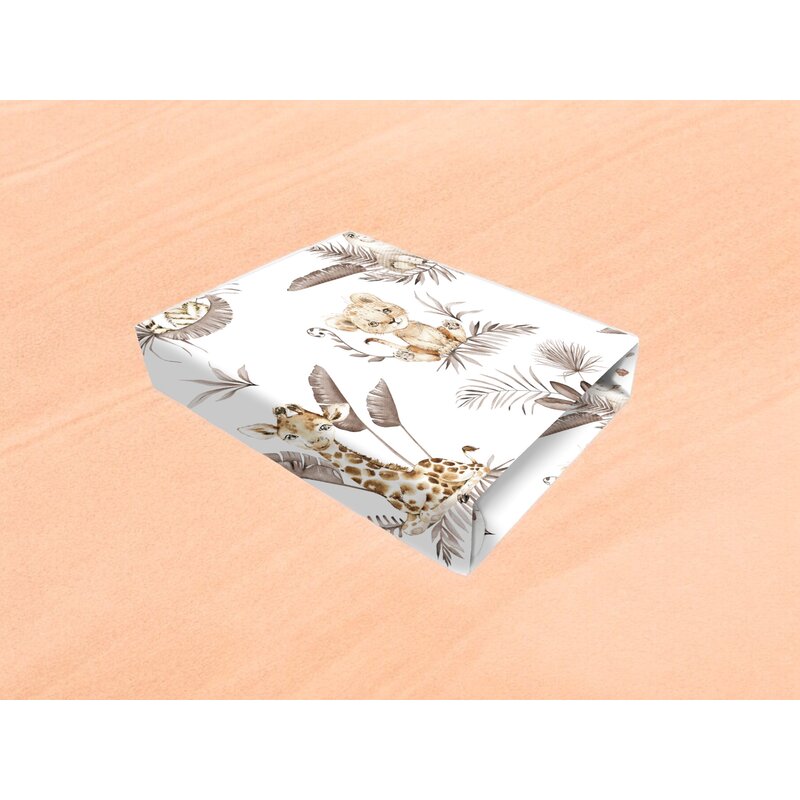 Cearceaf cu elastic, MimiNu, Pentru patut 140X70 cm, Din bumbac certificat Oeko Tex Standard 100, Savanna