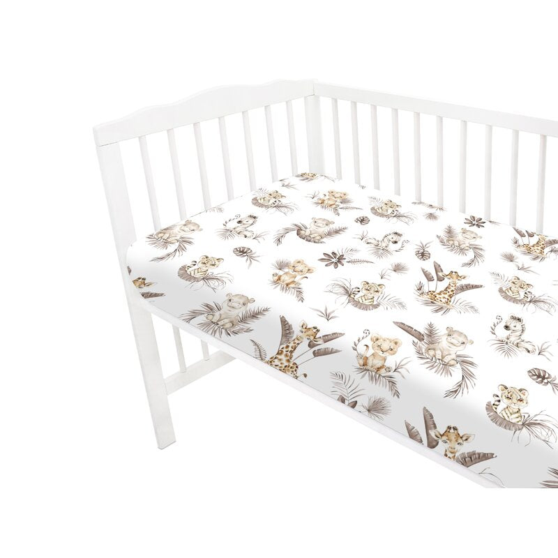 Cearceaf cu elastic, MimiNu, Pentru patut 140X70 cm, Din bumbac certificat Oeko Tex Standard 100, Savanna