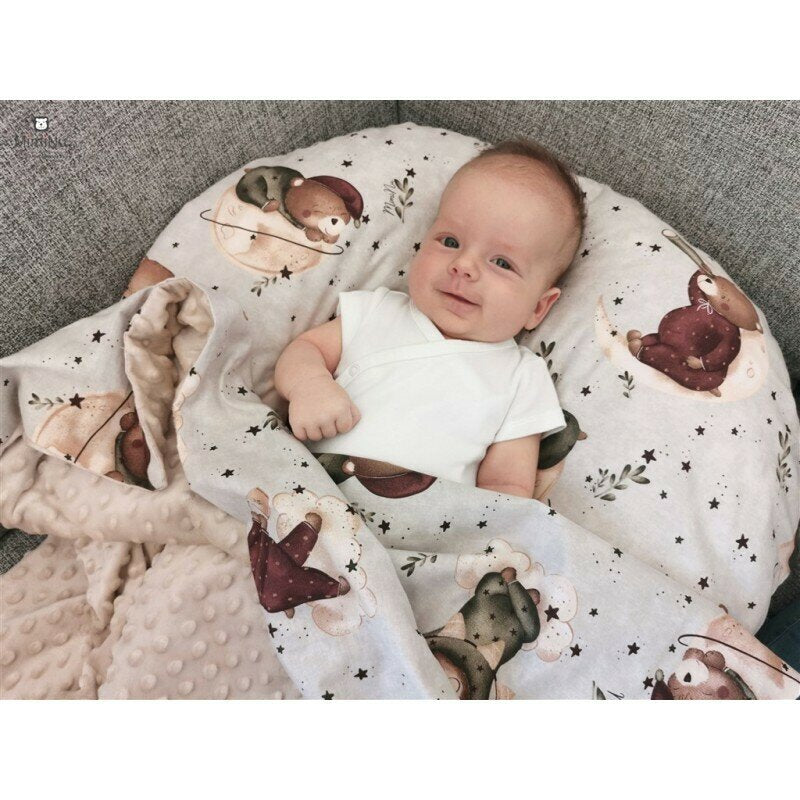 Cearceaf cu elastic, MimiNu, Pentru patut 140X70 cm, Din bumbac certificat Oeko Tex Standard 100, Teddy Bear On Moon