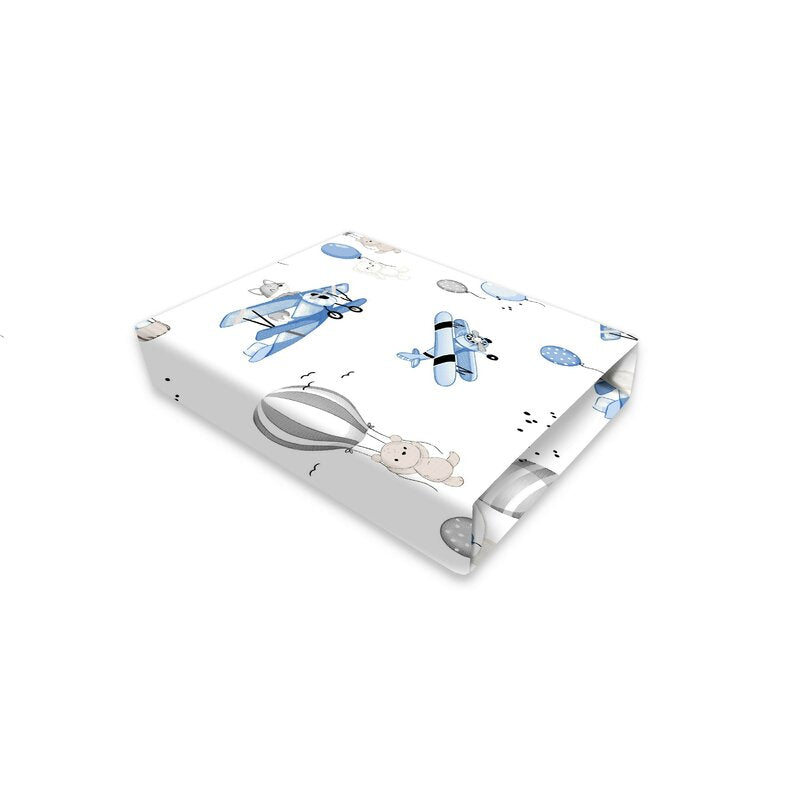 Cearșaf cu elastic MimiNu Blue Plane 83x50 cm