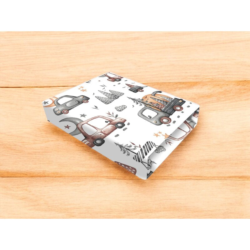 Cearceaf cu elastic, MimiNu, Pentru patut co-sleeper, Leonie, Dimensiune 83 x 50 cm, Din bumbac certificat Oeko Tex Standard 100, Cars Grey