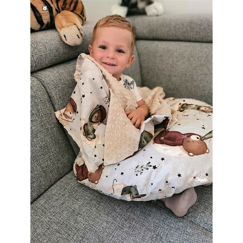 Cearceaf cu elastic, MimiNu, Pentru patut co-sleeper, Vera, Dimensiune 89 x 51 cm, Din bumbac certificat Oeko Tex Standard 100, Teddy Bear On Moon