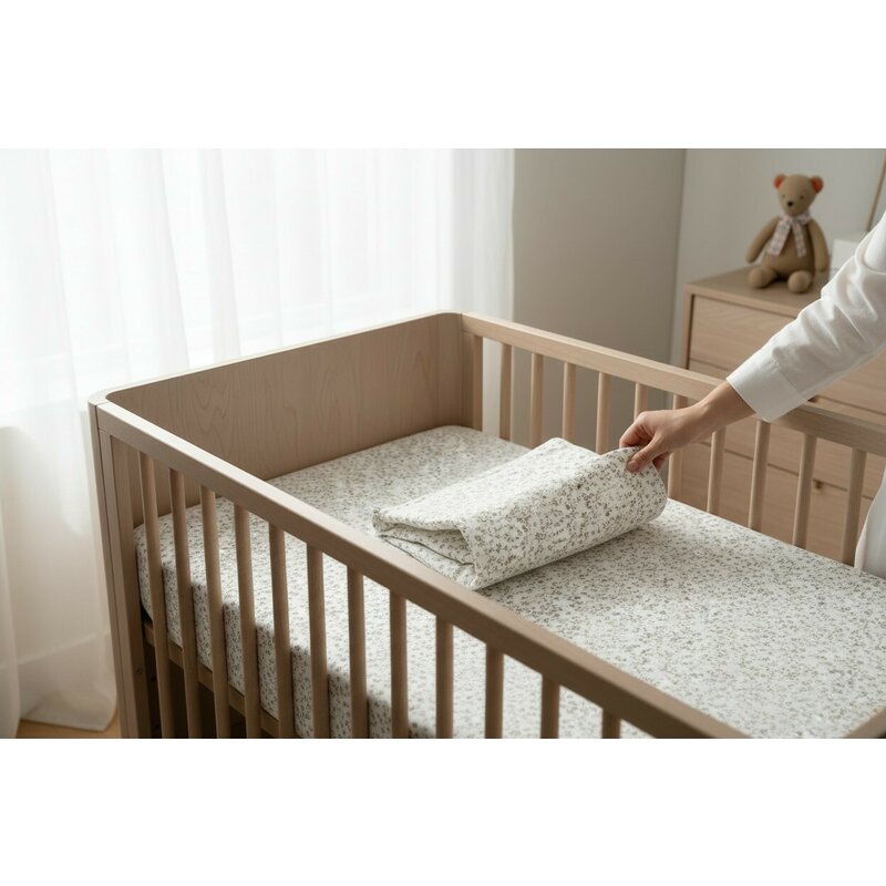 Cearșaf cu elastic MimiNu Premium Meadow, 120x60 cm