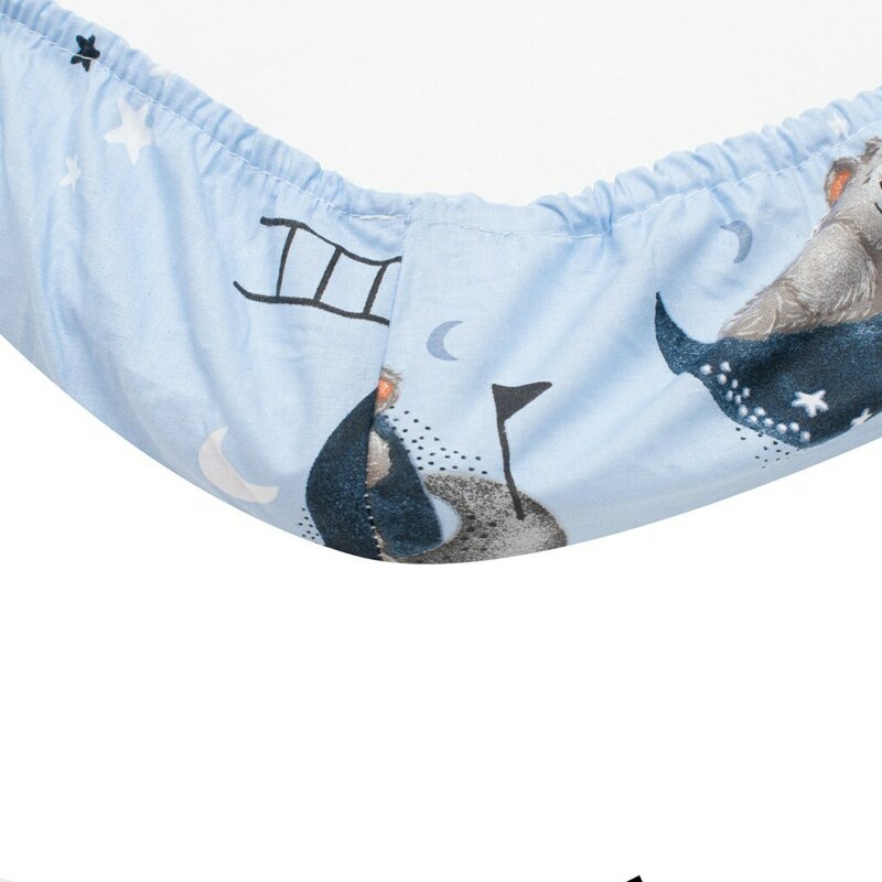 Cearceaf cu elastic, New Baby, Pentru landou, Din Bumbac certificat Oeko-Tex 100, 35 x 75 cm, 0 luni+, Teddy bear in space