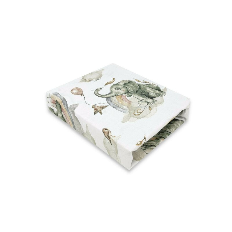 Cearceaf cu elastic Qmini 140x70 cm, Elephants on Rainbow – vedere produs