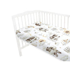 Cearceaf cu elastic Qmini 140x70 cm, Teddy Bear and Friends Beige – prezentare produs
