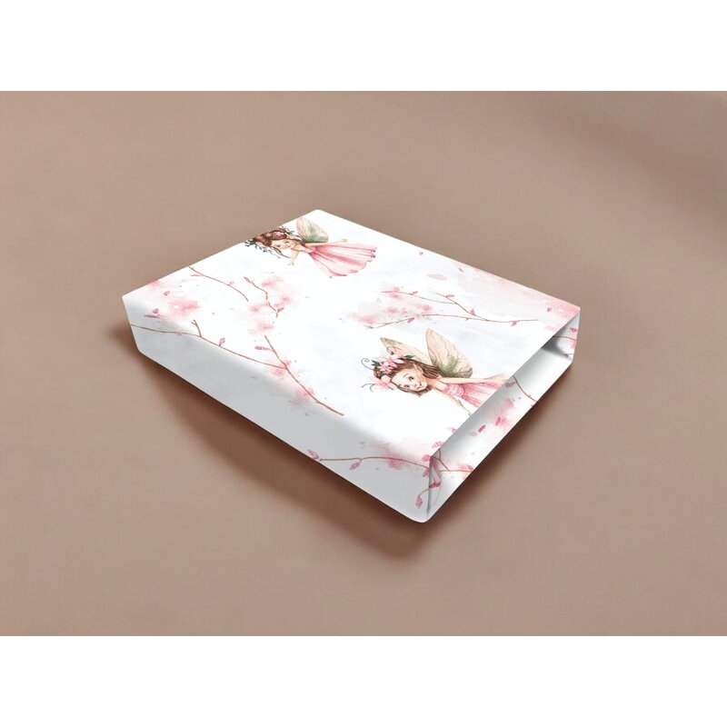 Cearceaf cu elastic, Qmini, Pentru patut co-sleeper, Aurora, Dimensiune 76 x 43 cm, Din bumbac certificat Oeko Tex Standard 100, Fairy Pink