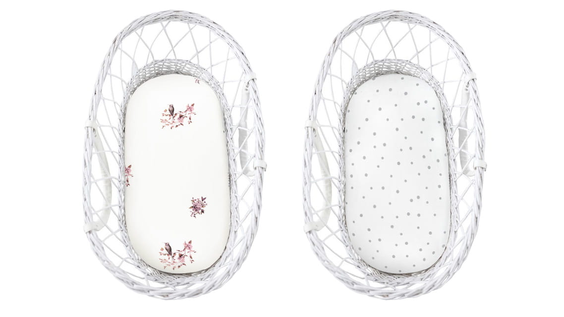 Set 2 cearsaf cu elastic pentru landou/ cosulet bebe Bumbac