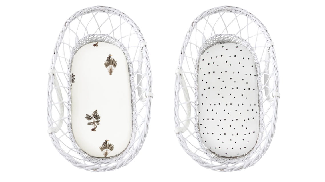 Set 2 cearsaf cu elastic pentru landou/ cosulet bebe Bumbac