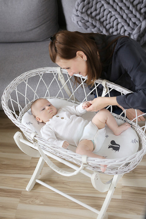 Set 2 cearsaf cu elastic pentru landou/ cosulet bebe Bumbac