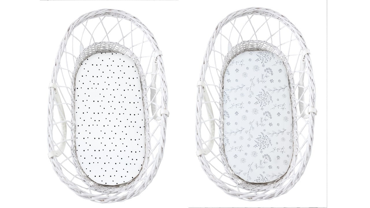 Set 2 cearsaf cu elastic pentru landou/ cosulet bebe Bumbac