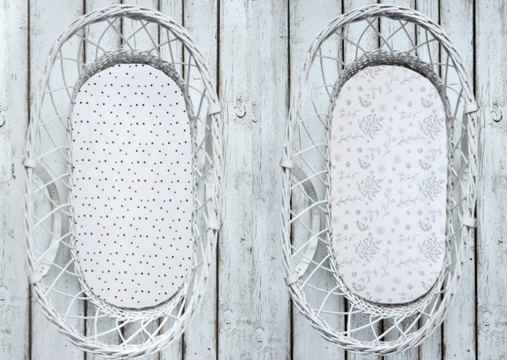 Set 2 cearsaf cu elastic pentru landou/ cosulet bebe Bumbac