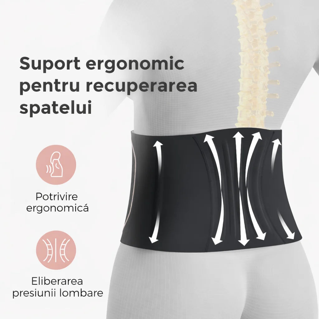 Centura abdominală postpartum pentru recuperare naturală și după cezariană cu ridicare 3D a abdomenului și suport ergonomic pentru spate Modelator pentru recuperare postoperatorie- Momcozy Ergowrap™ Postpartum Belly Band Oyster Pink marime M Petite