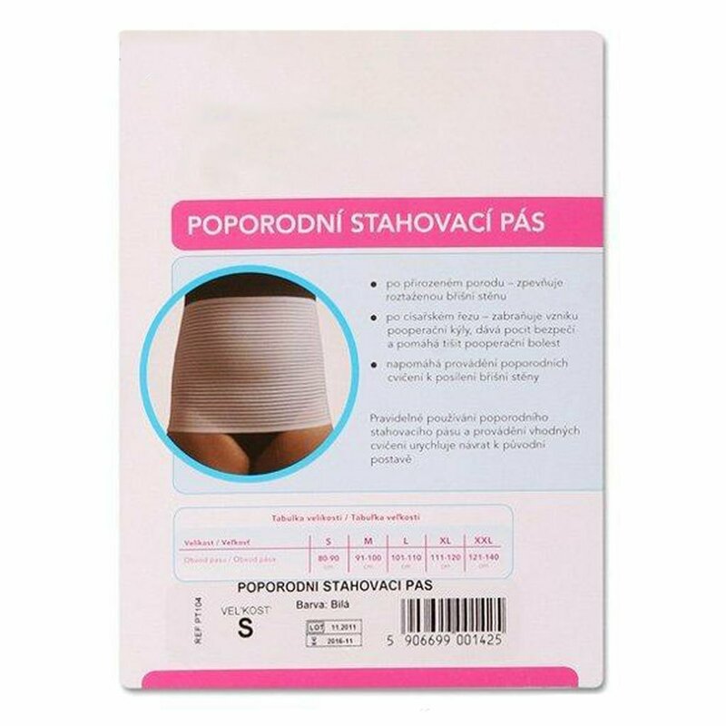 Centura postnatala New Baby L, Alb – ambalaj ilustrativ etichetat cu mărimea S
